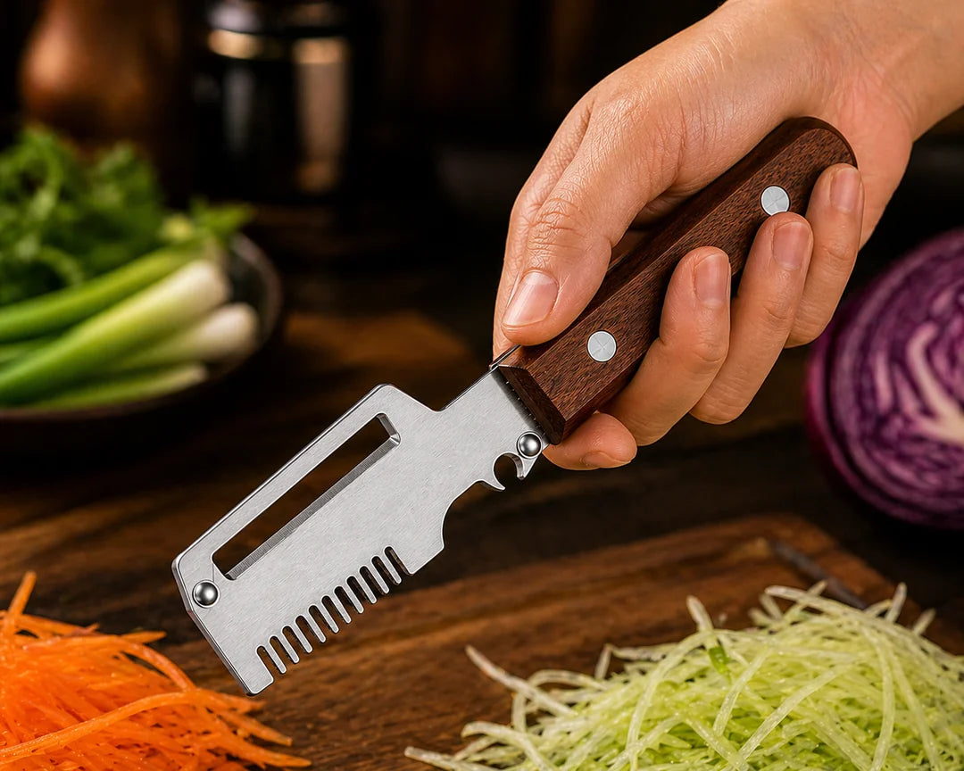 Fonome™  Wooden-Handled Stainless Steel Shredder and Peeler