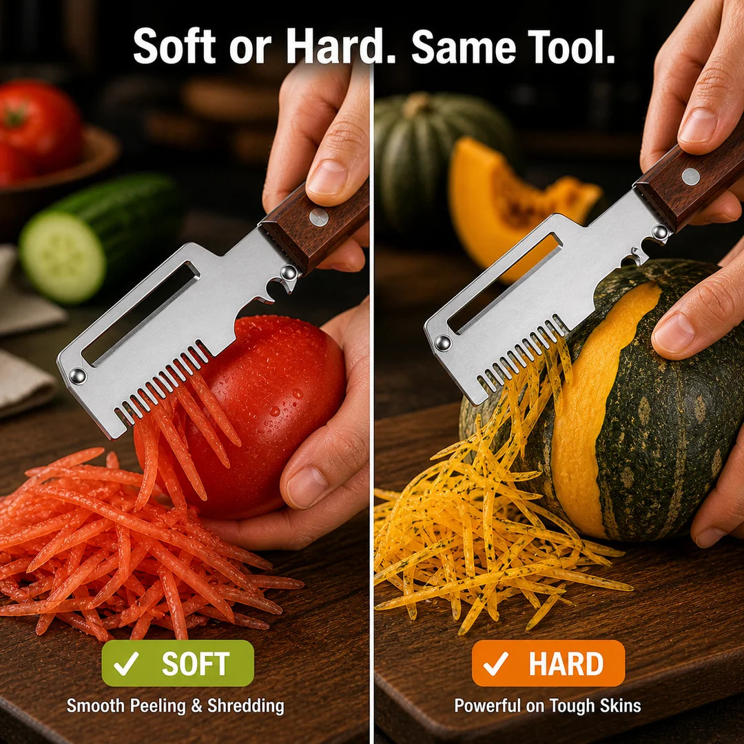 Fonome™  Wooden-Handled Stainless Steel Shredder and Peeler