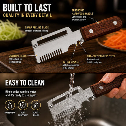 Fonome™  Wooden-Handled Stainless Steel Shredder and Peeler
