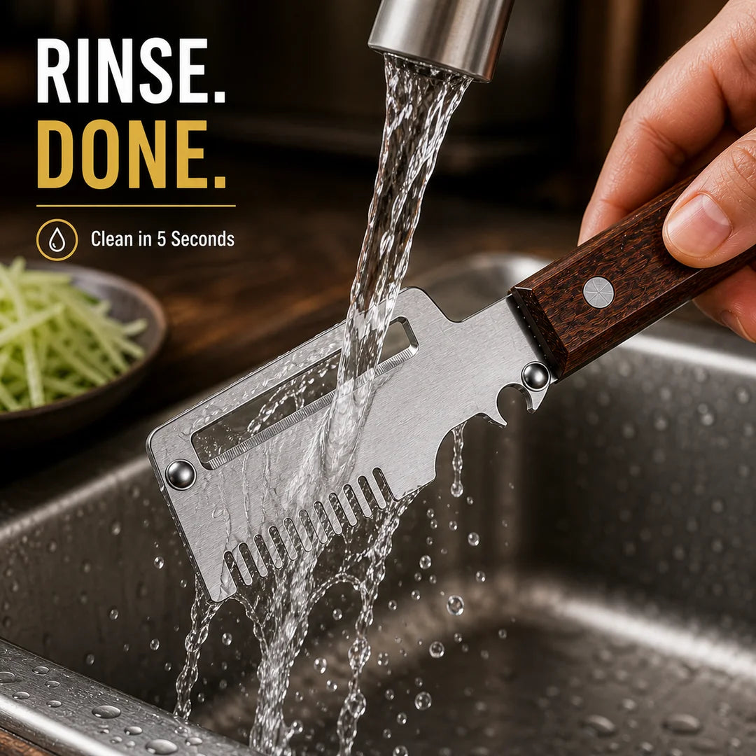 Fonome™  Wooden-Handled Stainless Steel Shredder and Peeler