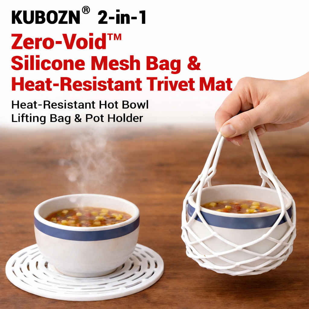Fonome™ 2-in-1 Silicone Mesh Bag & Heat-Resistant Trivet Mat for Hot Bowls (Offer)