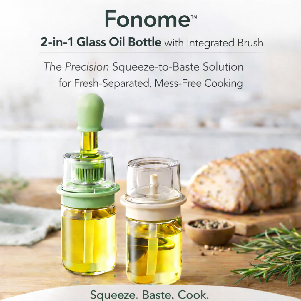 Fonome™ 2-in-1 Glass Oil Bottle with Integrated Brush — The Precision Squeeze-to-Baste Solution for Fresh-Separated, Mess-Free Cooking (Offer)