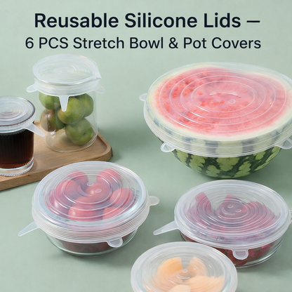 Fonome™ Silicone Stretch Lids Reuseable Microwave Safe Flexible Covers (offer)