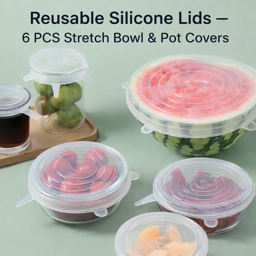 Fonome™ Silicone Stretch Lids Reuseable Microwave Safe Flexible Covers (offer)