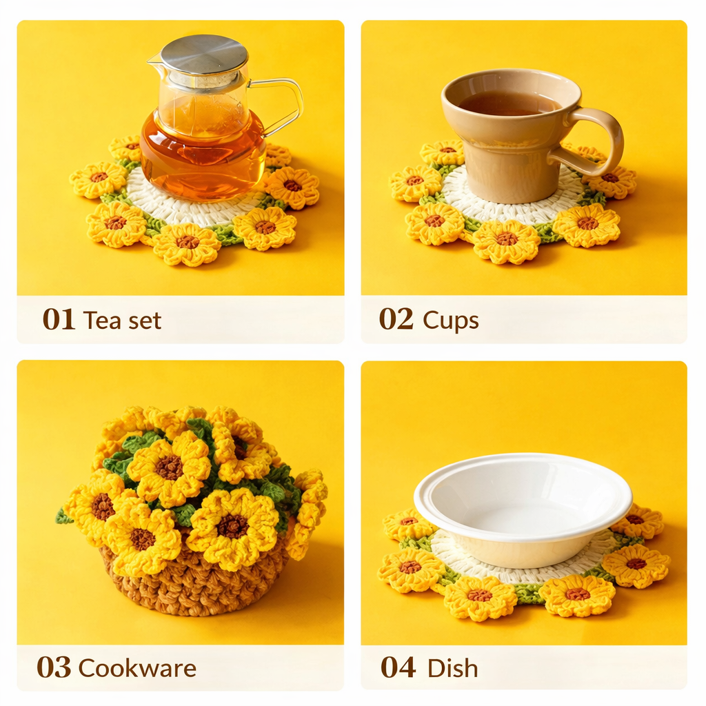 Fonome™ Handmade Sunflower Coaster Set