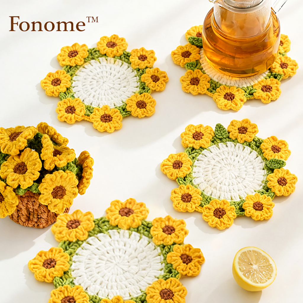 Fonome™ Handmade Sunflower Coaster Set