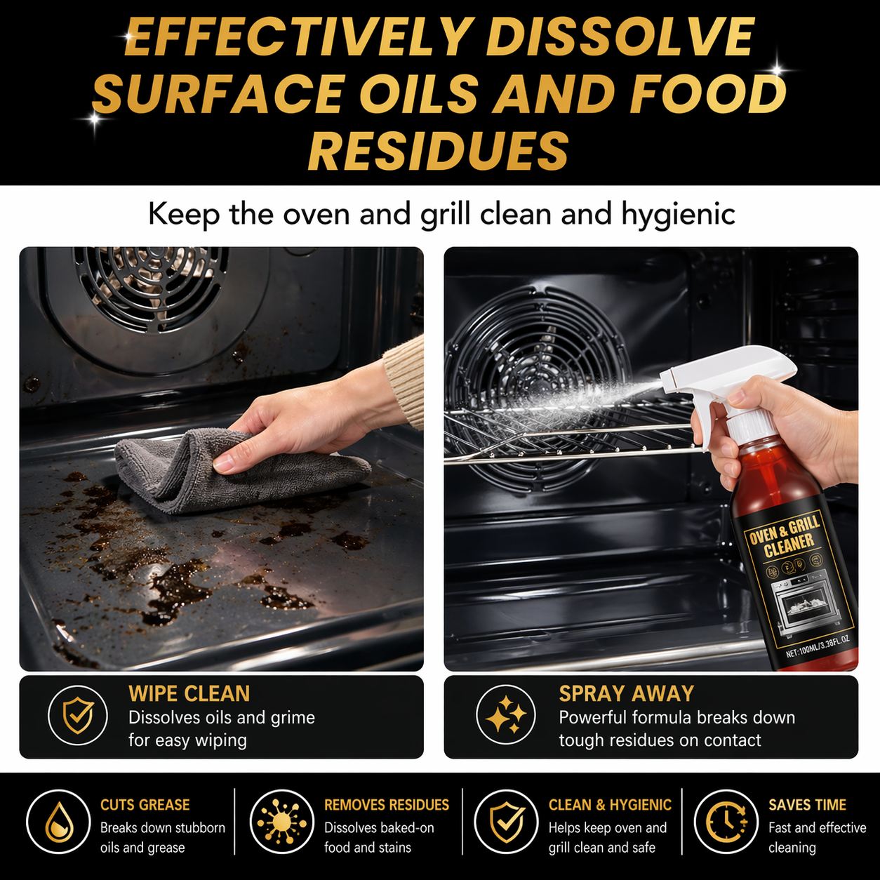 Fonome™ No-Scrub Oven & Grill Cleaner for Stubborn Grease & Burnt Residue