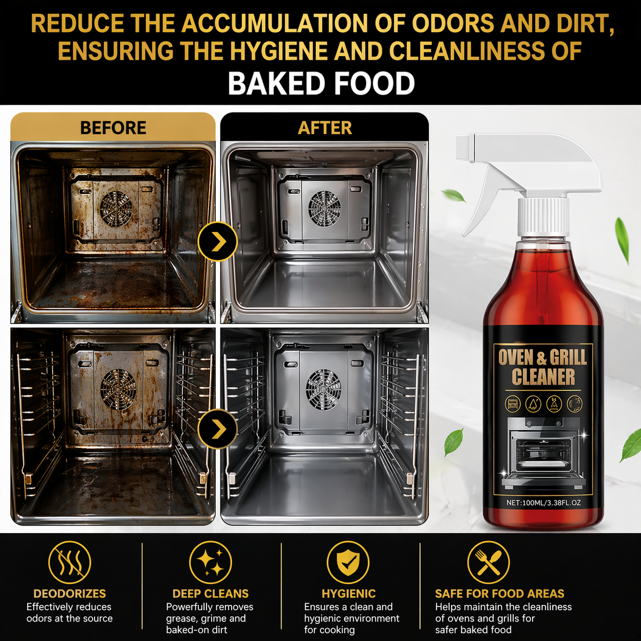 Fonome™ No-Scrub Oven & Grill Cleaner for Stubborn Grease & Burnt Residue