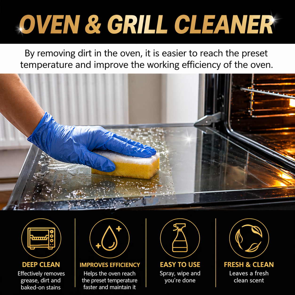 Fonome™ No-Scrub Oven & Grill Cleaner for Stubborn Grease & Burnt Residue