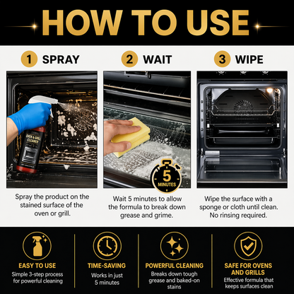 Fonome™ No-Scrub Oven & Grill Cleaner for Stubborn Grease & Burnt Residue