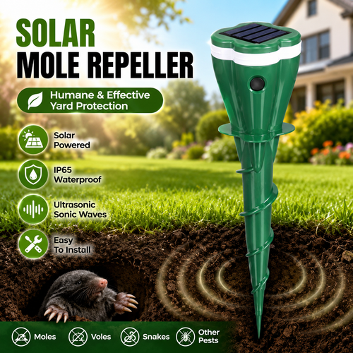 Fonome™ Solar Sonic Mole Repellent Stakes – Waterproof Ultrasonic Yard Pest Repeller (Offer)