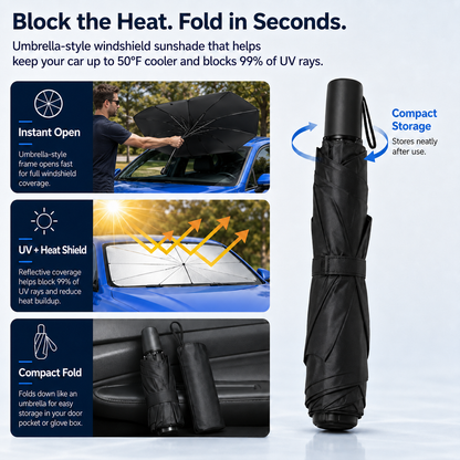 CoolFold Auto Sunshade ❄️Keep Your Car Up to 50°F Cooler in Seconds Blocks 99% of UV Rays (offer)