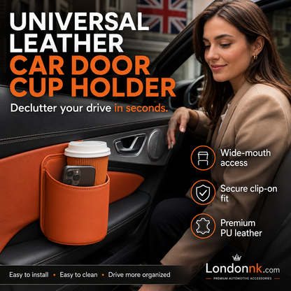 ⚡⚡⚡LAST 44 PCS LEFT!!! 🥳2026 HOT SALE🥳💞50K+ SOLD!🚗🧺 50% OFF! Leather Car Door Cup Holder – Wide‑mouth opening, easy reach for drinks & phone. Clip‑on secure fit. PU leather, tough & stylish. 🛡️✨ (offer)
