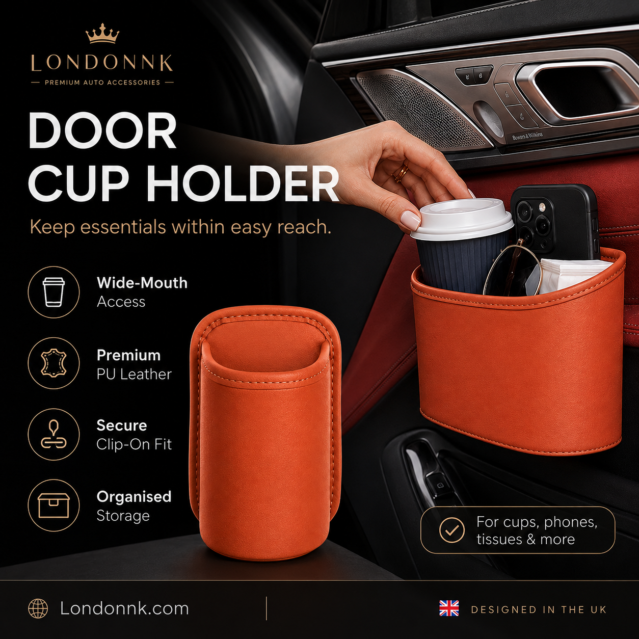 ⚡⚡⚡LAST 44 PCS LEFT!!! 🥳2026 HOT SALE🥳💞50K+ SOLD!🚗🧺 50% OFF! Leather Car Door Cup Holder – Wide‑mouth opening, easy reach for drinks & phone. Clip‑on secure fit. PU leather, tough & stylish. 🛡️✨ (offer)