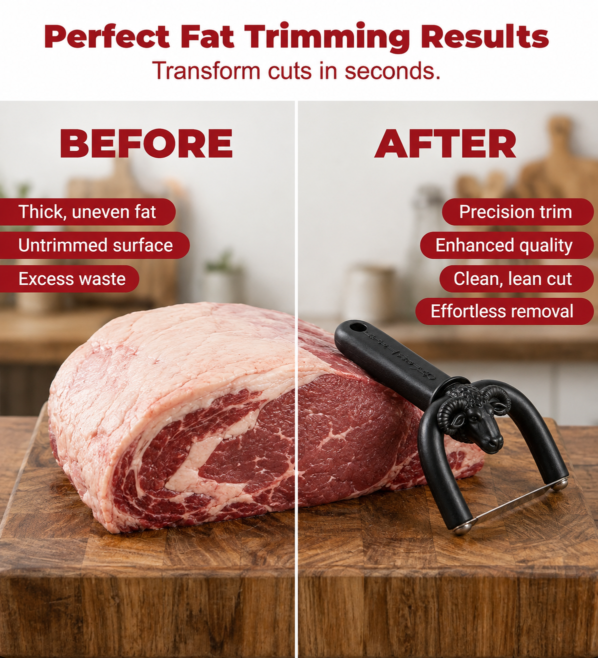 🥩FONOME™ Precision Meat Fat Trimmer – Stainless Steel Blade & U-Shaped Safety Guard🔪🍖