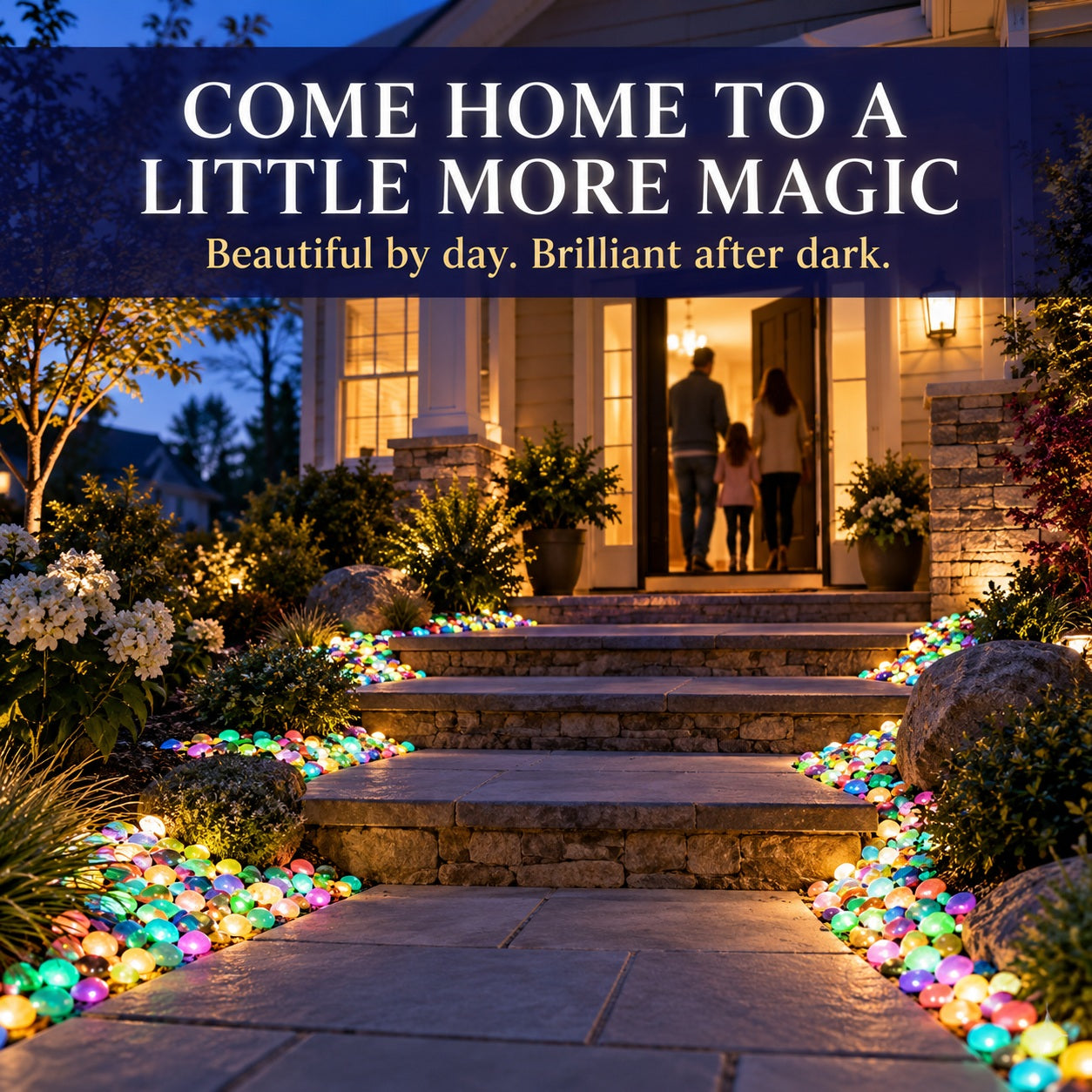 ✨ Mixed-Color Glow-in-the-Dark Garden Stones – Bring Your Garden to Life After Sunset