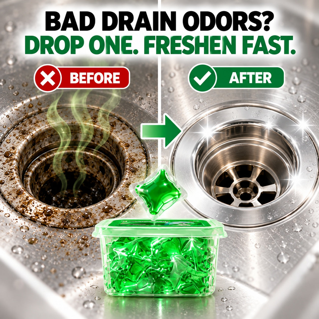 💧 Drain Deodorizer Capsules – Drop In For Fresher Drains