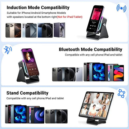 🔥Limited 50% discount!🔥 5-in-1 wireless Bluetooth speaker with induction function and adjustable cell phone holder
