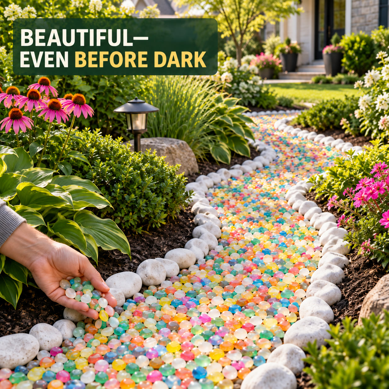✨ Mixed-Color Glow-in-the-Dark Garden Stones – Bring Your Garden to Life After Sunset