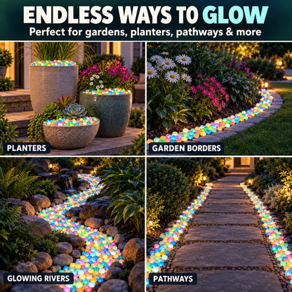 ✨ Mixed-Color Glow-in-the-Dark Garden Stones – Bring Your Garden to Life After Sunset