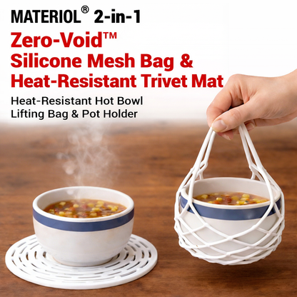 🍲 Fonome 2-in-1 Zero-Void Silicone Mesh Bag & Heat-Resistant Trivet Mat Set
