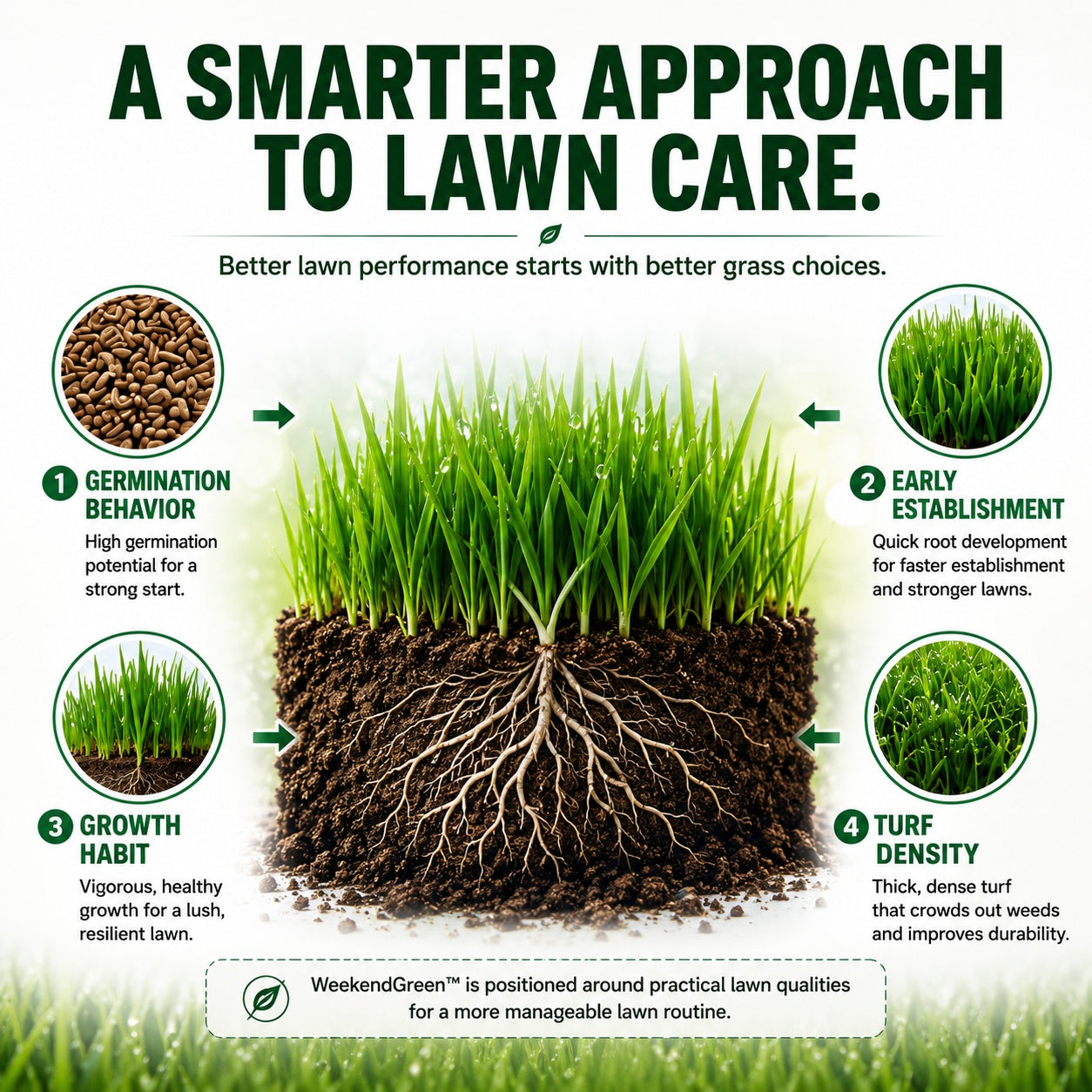🌱 FONOME WeekendGreen™ Slow-Growing Lawn Seed — Less Mowing, More Weekends
