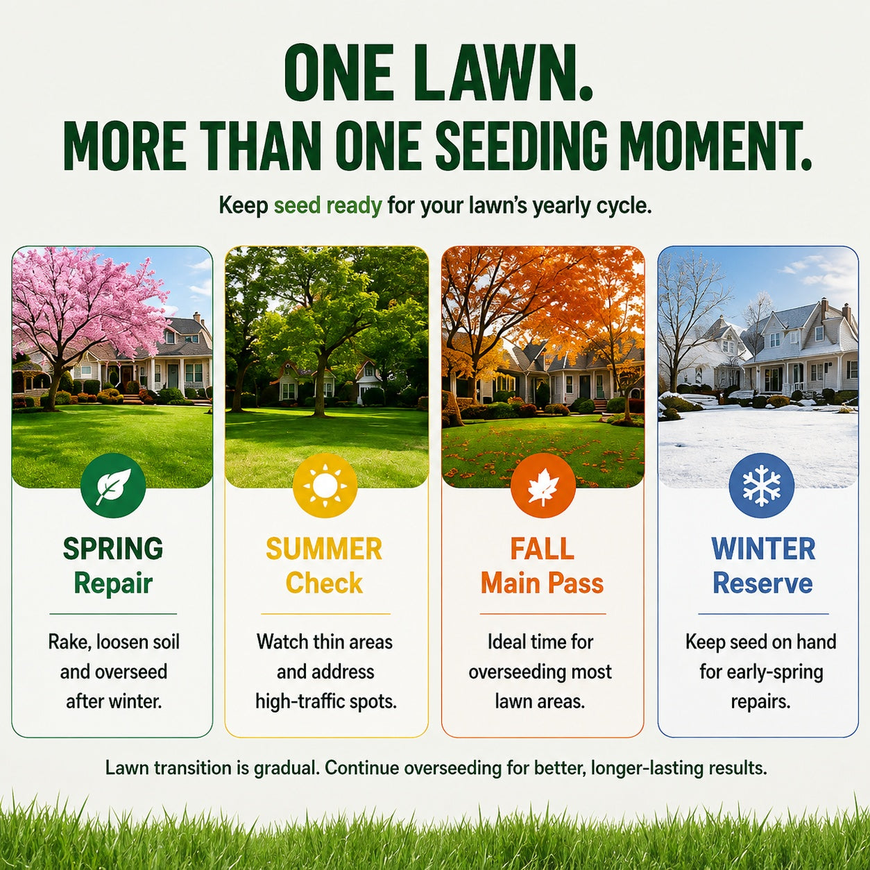 🌱 FONOME WeekendGreen™ Slow-Growing Lawn Seed — Less Mowing, More Weekends