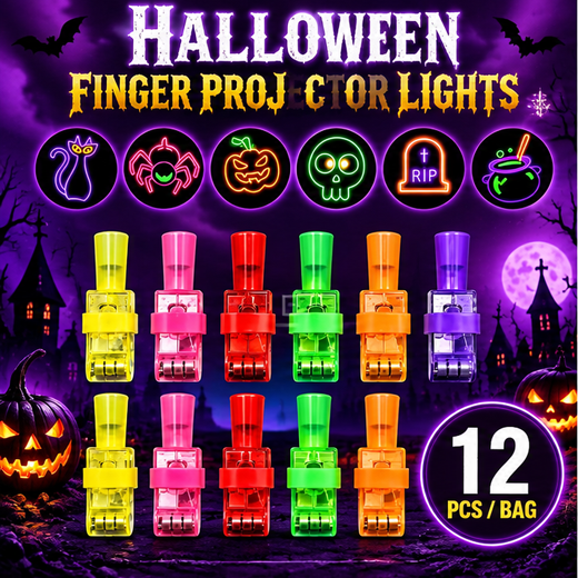 🎃 Halloween Finger Projector Rings – LED Party Favors for Kids (offer)
