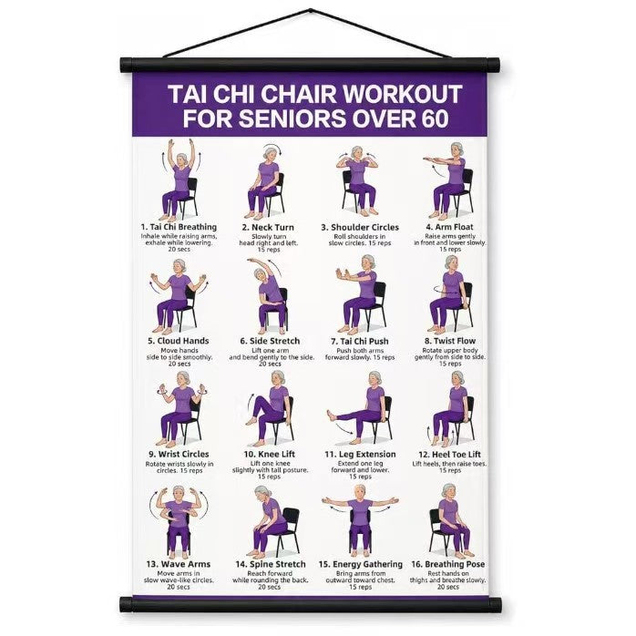 🔥Tai Chi Chair Workout Chart for Seniors (16 x 24 inches)