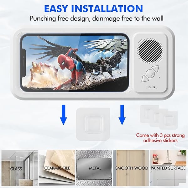 2026 HOT🔥Shower Phone Holder with Wireless Bluetooth Speaker