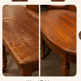 Wood table before and after