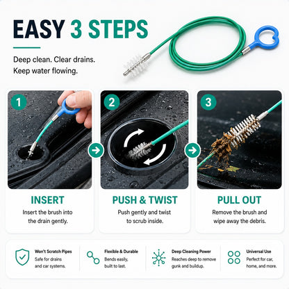 Sunroof Drain Cleaning Brush – Flexible Pipe Cleaner Tool for Preventing Water Leaks