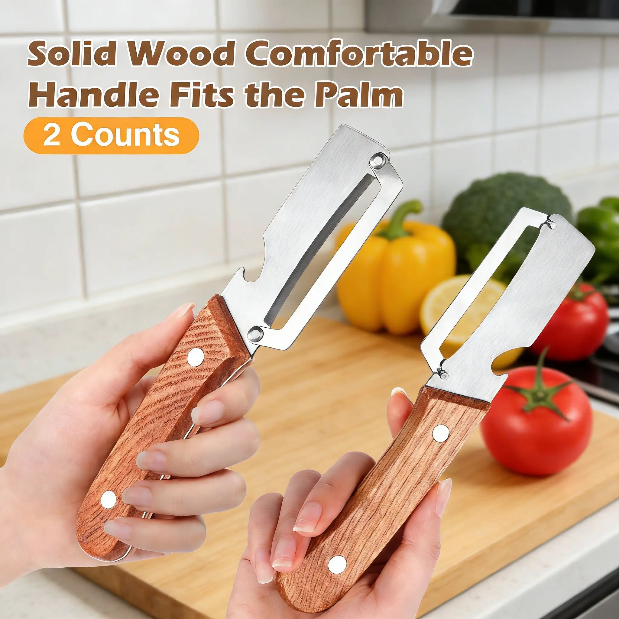 Fonome  Wooden-Handled Stainless Steel Shredder and Peeler⭐⭐