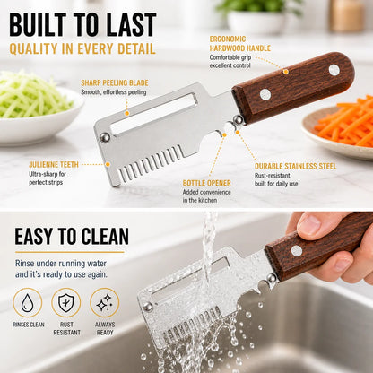 Fonome™  Wooden-Handled Stainless Steel Shredder and Peeler