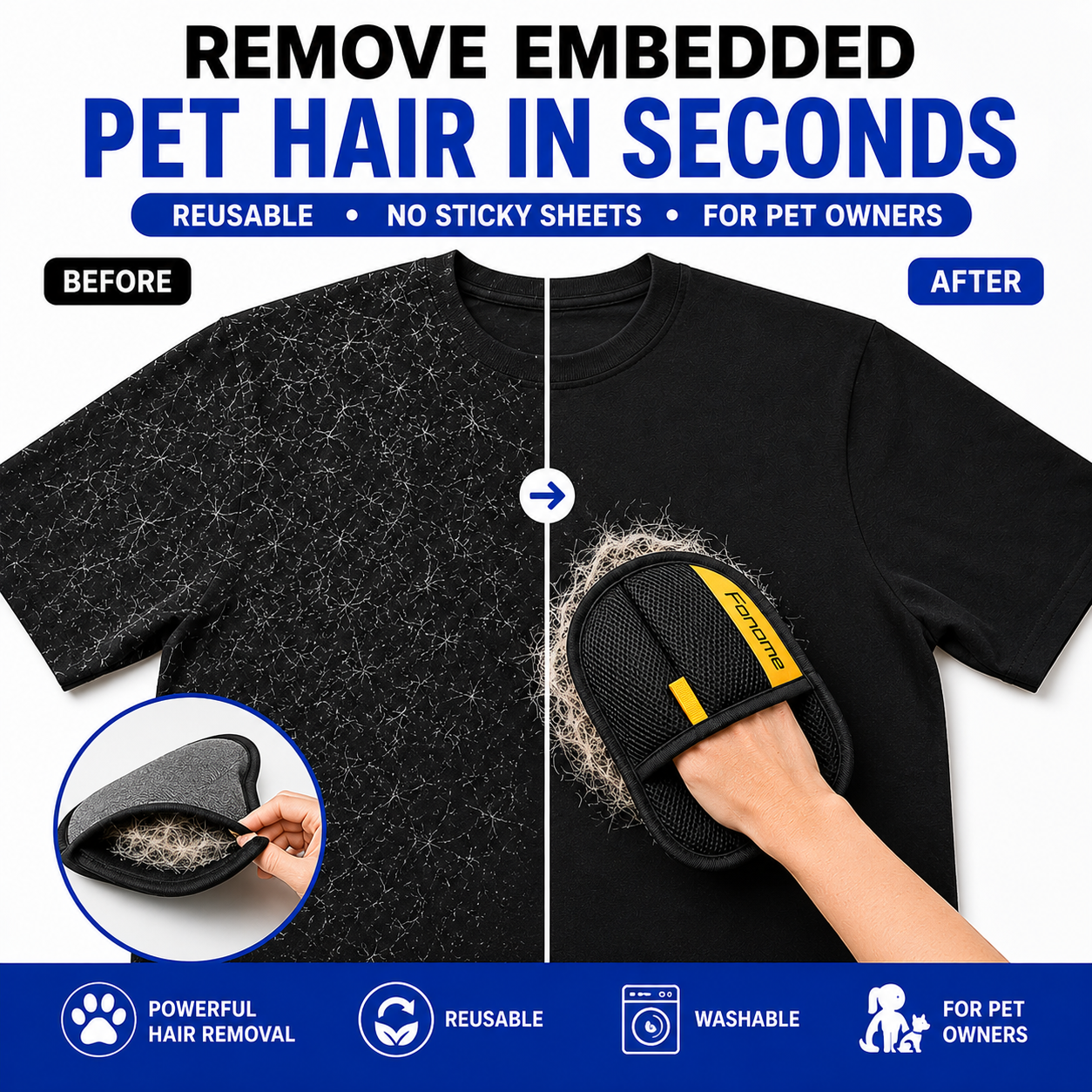 FONOME™  Pet Hair Lift Mitt