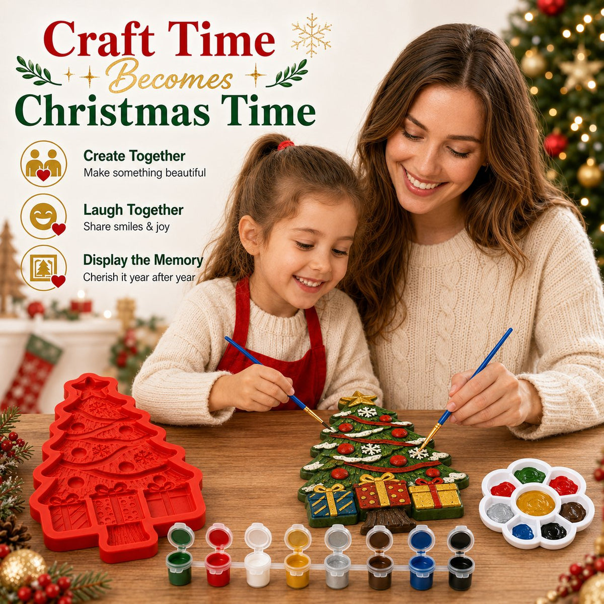 🔥 LAST DAY 49% OFF – 🎄 DIY Christmas Tree Mold & Paint Craft Kit  🎨✨