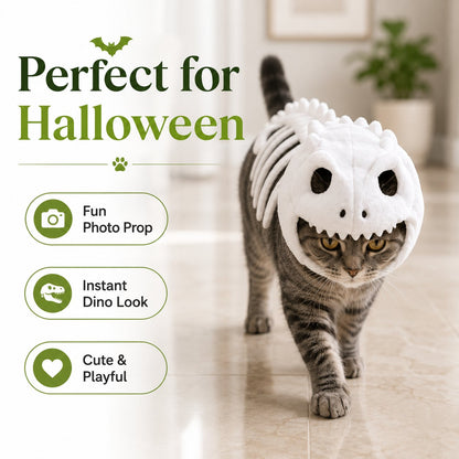 🔥🔥🎉🦖 Glow-in-the-Dark Dinosaur Skeleton Cat Costume — Let Your Kitty Roar at Night! ✨