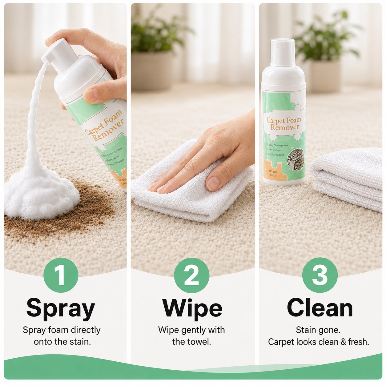 🧽 Waterless Carpet Foam Stain Remover