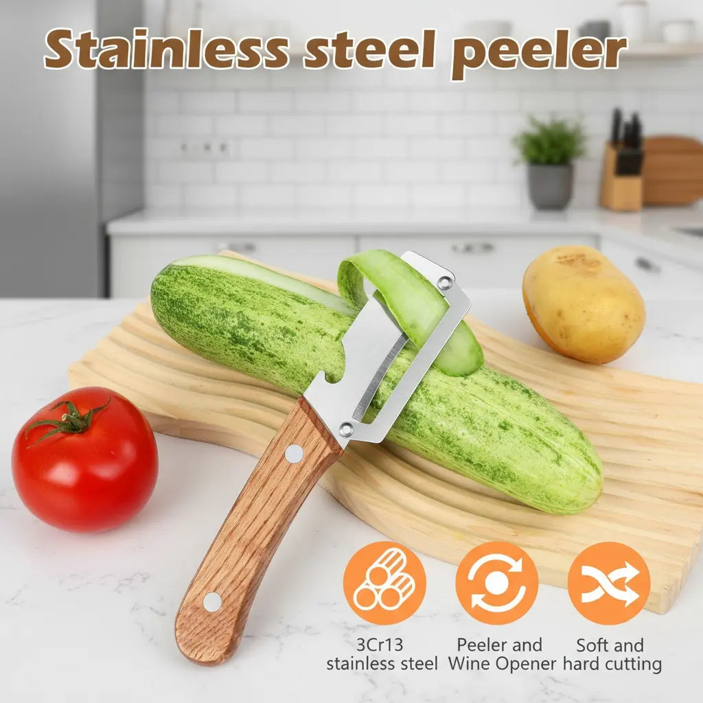Fonome  Wooden-Handled Stainless Steel Shredder and Peeler⭐⭐
