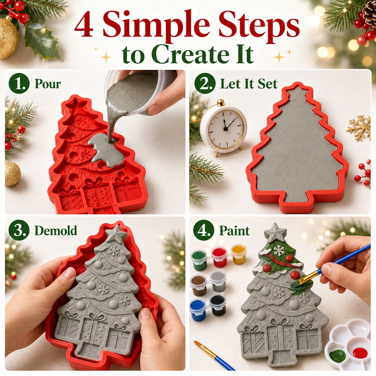 🔥 LAST DAY 49% OFF – 🎄 DIY Christmas Tree Mold & Paint Craft Kit  🎨✨