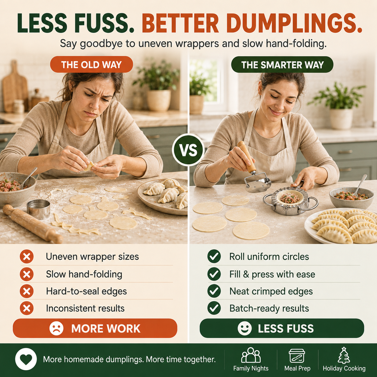 🥟 Dumpling Maker & Dough Cutter Set – Roll, Fill & Seal Homemade Dumplings Easily (Copy)