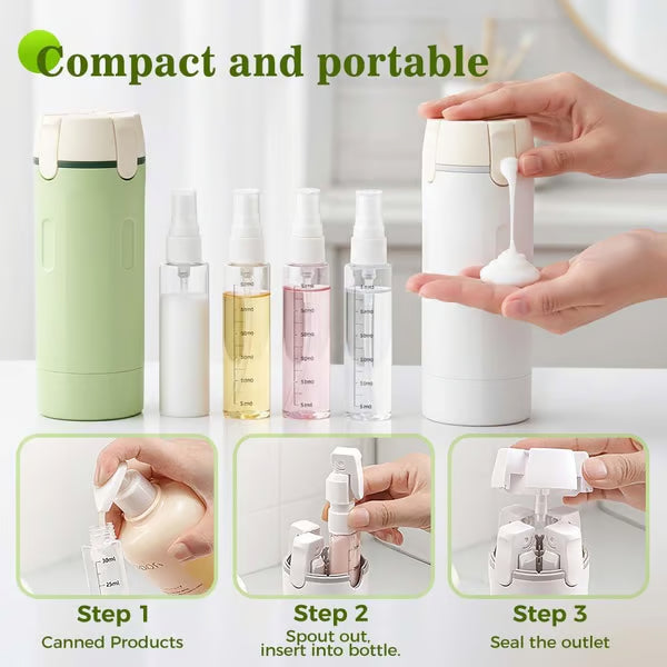 🎉 4-in-1 Travel Dispenser Bottles – Leak-Proof, Refillable & TSA Approved