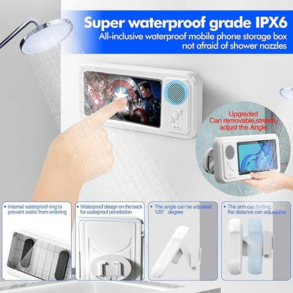 2026 HOT🔥Shower Phone Holder with Wireless Bluetooth Speaker