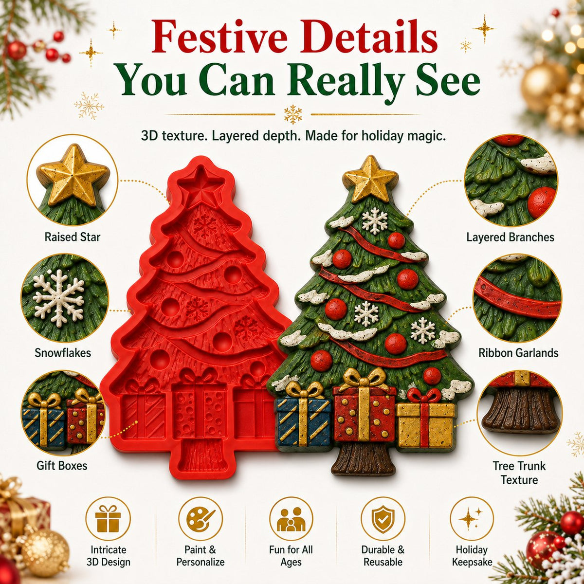 🔥 LAST DAY 49% OFF – 🎄 DIY Christmas Tree Mold & Paint Craft Kit  🎨✨