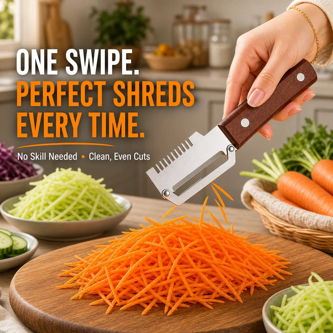 Fonome™  Wooden-Handled Stainless Steel Shredder and Peeler