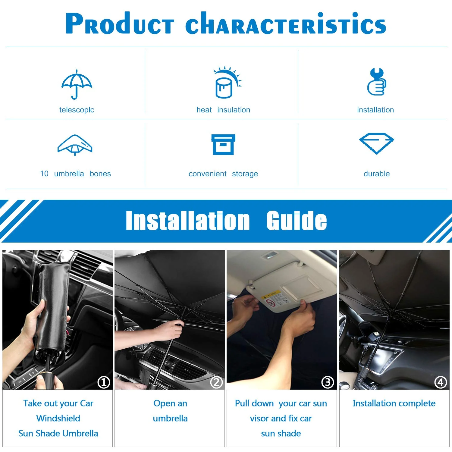 CoolFold Auto Sunshade ❄️Keep Your Car Up to 50°F Cooler in Seconds Blocks 99% of UV Rays (offer)