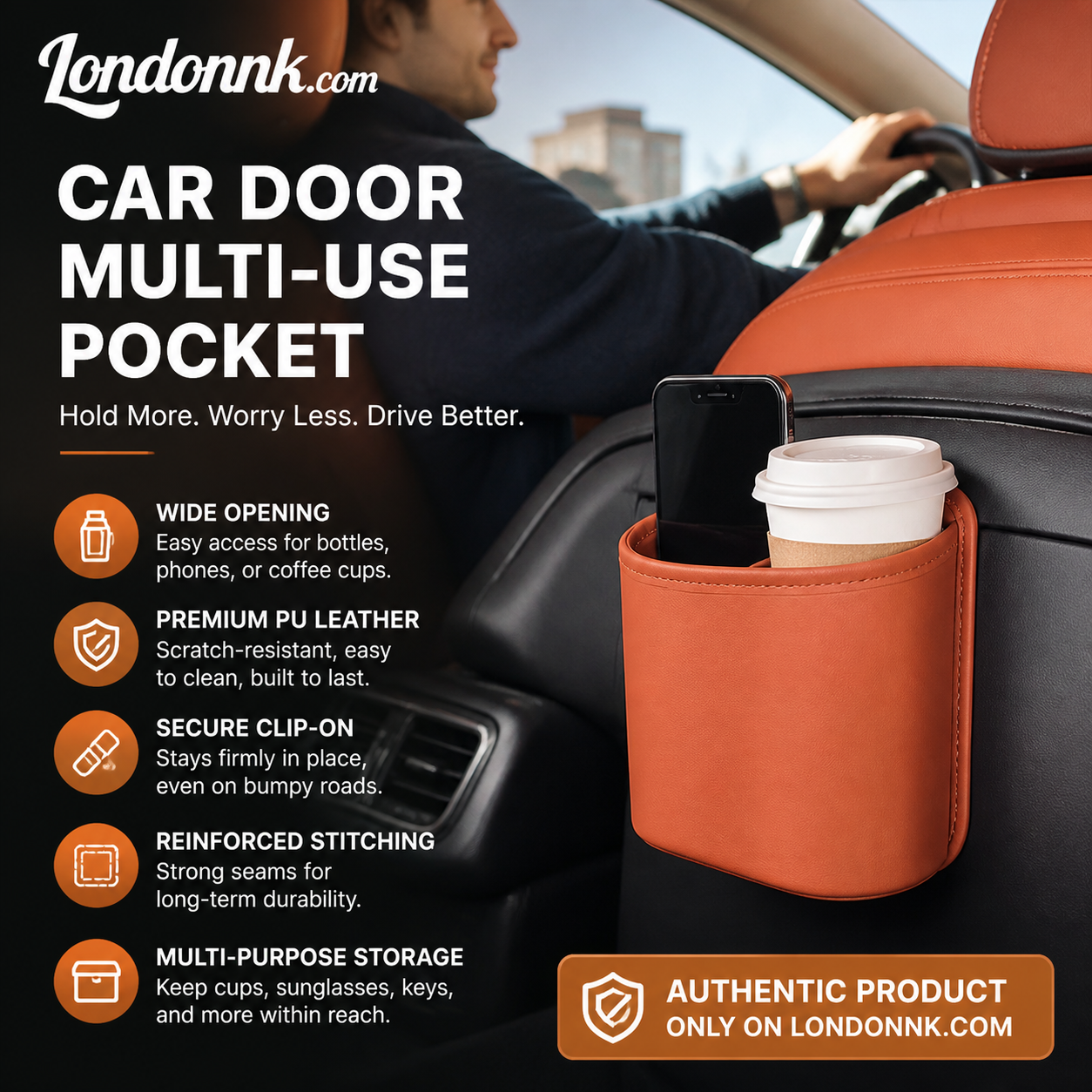 ⚡⚡⚡LAST 44 PCS LEFT!!! 🥳2026 HOT SALE🥳💞50K+ SOLD!🚗🧺 50% OFF! Leather Car Door Cup Holder – Wide‑mouth opening, easy reach for drinks & phone. Clip‑on secure fit. PU leather, tough & stylish. 🛡️✨ (offer)
