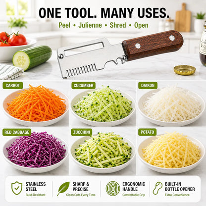 Fonome™  Wooden-Handled Stainless Steel Shredder and Peeler