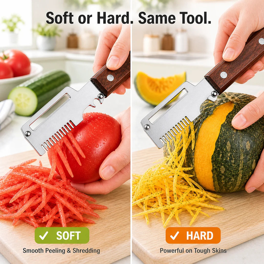 Fonome™  Wooden-Handled Stainless Steel Shredder and Peeler