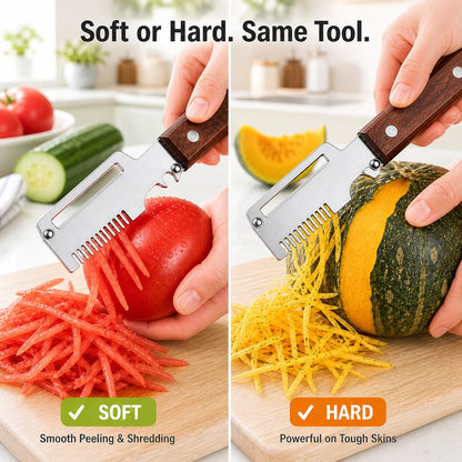 Fonome™  Wooden-Handled Stainless Steel Shredder and Peeler